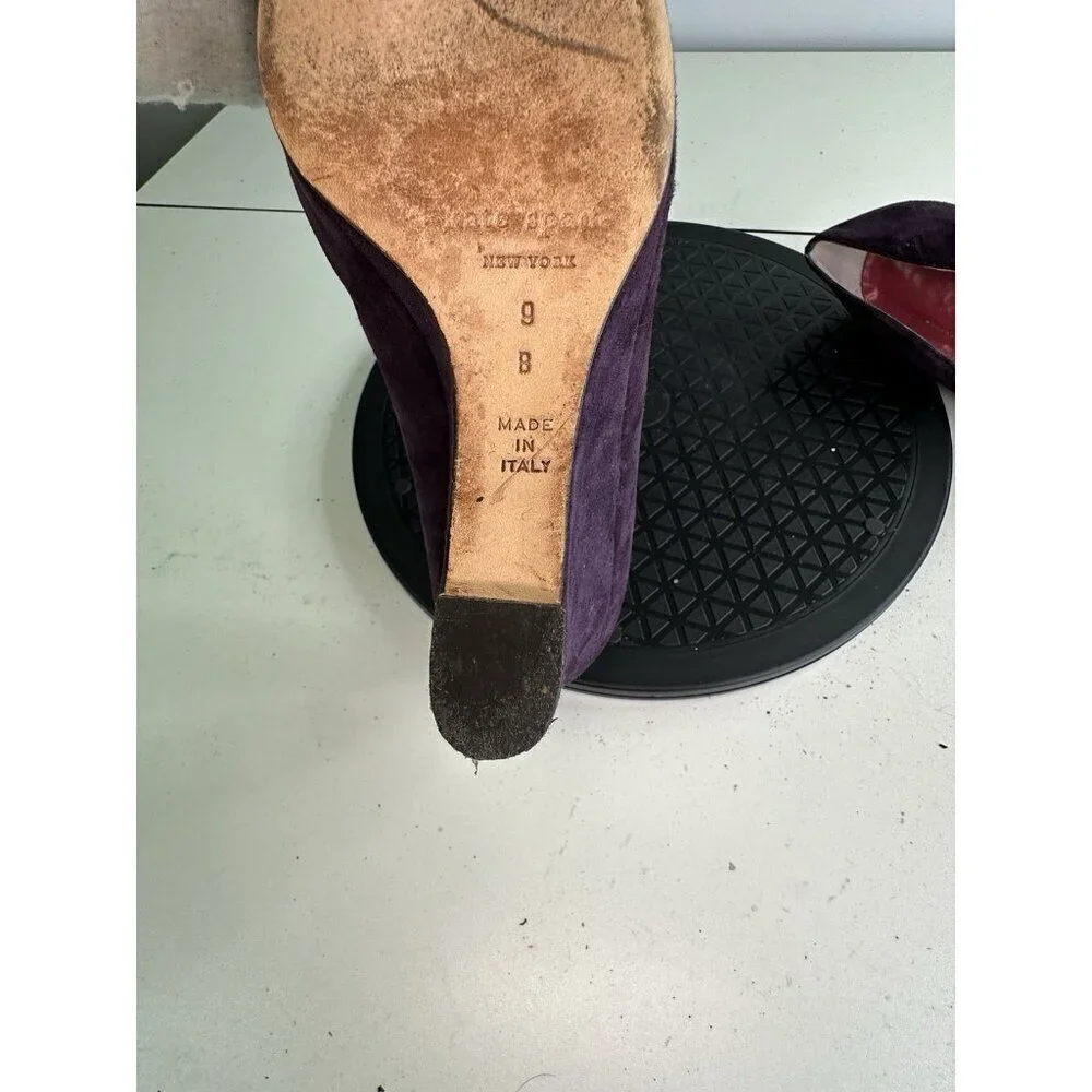 KATE SPADE Purple Suede Wedges  with Signature Pink Interior Size 9 B